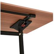 Bureau droit / table de travail pliante design 'ARCHI MINI' noyer pieds métal noir - 140 x 70 cm