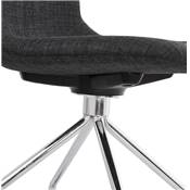 Chaise de bureau à roulettes design 'Hjül' en tissu gris foncé avec pied en métal chromé