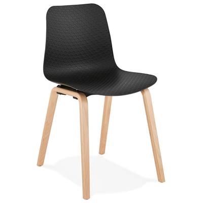 Chaise scandinave design 'Parkwood' noire avec 4 pieds en bois naturel