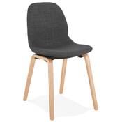 Chaise de cuisine / salle à manger scandinave 'Teknik Wood' tissu gris foncé 4 pieds bois naturel