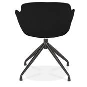 Chaise design à accoudoirs 'TICKY' en tissu noir avec 4 pied en métal noir
