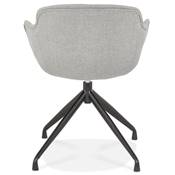 Chaise design à accoudoirs 'TICKY' en tissu gris clair avec 4 pied en métal noir