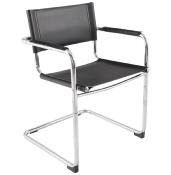 Chaise design à accoudoirs pour bureau ou salle de réunion 'STANDARD' noire pieds en métal chromé