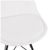 Chaise design de style baroque 'GORD' en tissu bouclé blanc avec 4 pieds en métal noir