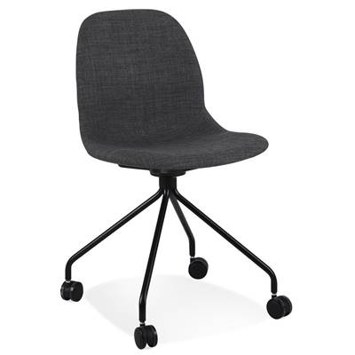 Chaise de bureau à roulettes design 'BLACK RULES' en tissu gris foncé avec pied en métal noir