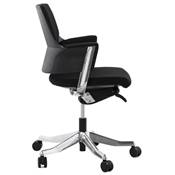 Chaise de bureau design à roulettes dossier bas 'LITTLE MASTER' en tissu noir pieds en alluminium