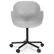 Chaise de bureau à accoudoirs design à roulettes dossier bas 'MINISTRY' grise pieds en métal noir