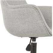 Chaise design de bureau à roulette 'SOFT' en tissu gris clair avec 5 pieds en métal noir