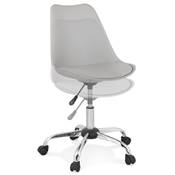 Chaise de bureau à roulettes design 'TULIP' grise pieds en métal chromé