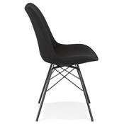 Chaise design 'GORD' en tissu noir et 4 pieds avec croisillons en métal noir
