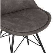 Chaise design style baroque 'GORD' en microfibre grise et 4 pieds avec croisillons en métal noir