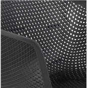 Chaise intérieur/extérieur design à accoudoirs 'RAIN' noire perforée avec 4 pieds en métal noir