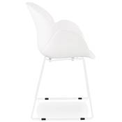 Chaise intérieur/extérieur design à accoudoirs 'ALL TIME' blanche avec pieds tréteaux en métal blanc