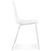 Chaise design intérieur / extérieur 'EASY' assise en resine blanche 4 pieds en métal blanc