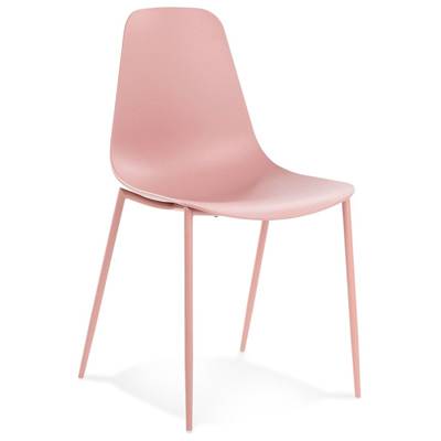 Chaise design intérieur / extérieur 'EASY' assise en resine rose 4 pieds en métal rose