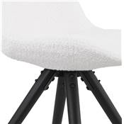Chaise design style moderne 'BLACK FIRENZA' en tissu bouclé blanc avec 4 pieds en bois noir