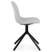 Chaise design de style moderne 'KOOL' en tissu gris clair avec 4 pieds en métal noir