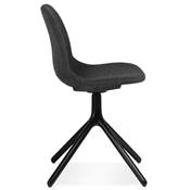 Chaise design de style moderne 'KOOL' en tissu gris foncé avec 4 pieds en métal noir
