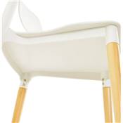 Chaise design de style scandinave 'MIDDAG' blanche avec 4 pieds en bois naturel