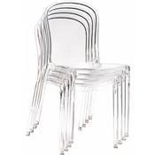 Chaise design empilable 'Glam' transparente avec 4 pieds