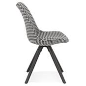 Chaise vintage 'BLACK FIRENZA' en tissu pied de poule et pieds en bois noir