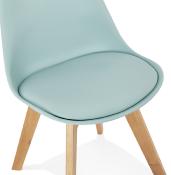 Chaise scandinave design 'Halmstad' bleue avec 4 pieds en bois naturel