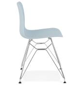 Chaise design 'Sländak Silver' bleue avec 4 pieds en métal chromé