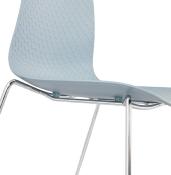 Chaise design empilable 'Style' bleue avec pieds tréteaux en métal chromé