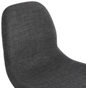 Chaise scandinave design 'Norsk Wood' en tissu gris avec 4 pieds bois naturel et métal noir