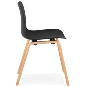 Chaise scandinave design 'Parkwood' noire avec 4 pieds en bois naturel