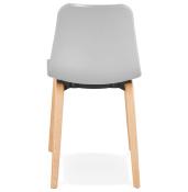 Chaise scandinave design 'Parkwood' grise avec 4 pieds en bois naturel