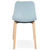 Chaise scandinave design 'Parkwood' bleue avec 4 pieds en bois naturel