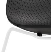 Chaise design empilable 'Style White' noire pieds tréteaux en métal blanc