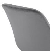 Chaise design 'Black Firenza' en velours grise avec 4 pieds en bois noir
