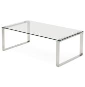 Table basse design rectangulaire 'Ice Cube' en verre pieds chromés - 110 x 60 cm