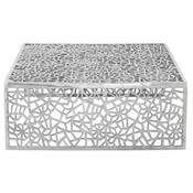 Table basse de salon carrée design 'Striga' artisanale en aluminium poli - 87 x 87 cm