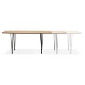 Table à diner / de réunion extensible 'Rym' plateau bois 4 pieds en métal noir - 170(270) x 100 cm