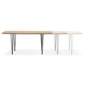 Table / table de réunion extensible 'Rym' plateau bois 4 pieds en métal noir - 170(270) x 100 cm