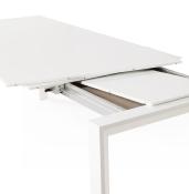 Table / table de réunion scandinave extensible 'Solada' blanche mat 4 pieds - 190(270) x 95 cm