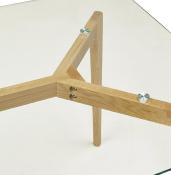 Table / bureau droit scandinave 'Skanör' plateau verre 4 pieds en bois naturel - 120 x 80 cm