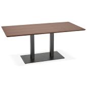 Table de salle à manger 'Tvillin Black' noyer pied central en fonte noir - 180 x 90 cm