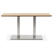 Table de salle à manger 'Tvillin Small' bois avec pied central acier brossé - 150 x 70 cm