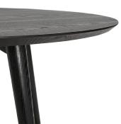 Table de salle à manger scandinave ronde 'Üméa' plateau et 4 pieds en bois noir – Ø 120 cm