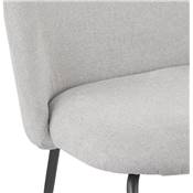 Fauteuil design 'ART' en tissu gris clair avec 4 pieds en métal noir