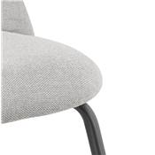 Fauteuil design 'ART' en tissu gris clair avec 4 pieds en métal noir