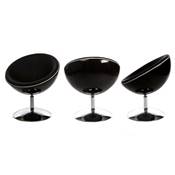 Fauteuil design boule SPHERE pivotant Noir pied chromé