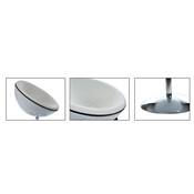 Fauteuil design rond 'Sphere' pivotant blanc pied central en métal chromé
