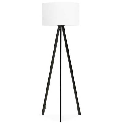 Lampadaire trépied scandinave 'Stätiv' abat-jour en tissu blanc 3 pieds en métal noir