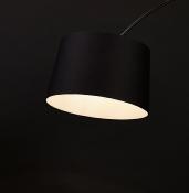 Lampadaire arqué design 'Sigill' abat-jour en tissu noir structure et socle en métal noir