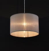 Suspension design cylindrique 'Lyster' en tissu gris réglable en hauteur